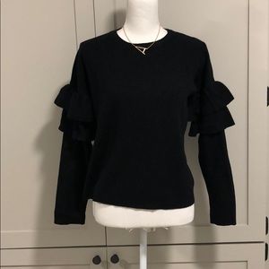 Black ruffle sleeved sweater